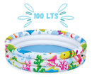 Piscina Inflável Redonda Wellmix Summer Fun 100 Litros 3 Aneis Fundo Do Mar Criança Infantil Branca