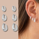 Trio Argolinha Gota Detalhes Prata Delicada Feminina Banhada