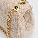 Bolsa De Lado Feminina Lateral Com Corrente Matelassê Festa Cor Palha