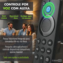 Controle Remoto Com Voz Compativel Amazon Fire Stick Tv 4k Lite Brinde Pilha Aaa Casenn Preto