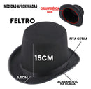 Cartola Feltro Chapéu Magico Preta Tamanho Único Adulto Cor Preto