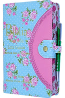 Biblia Letra Grande C/ Harpa Corinhos Floral Rosa Lindís VERDE