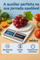 Balança Digital De Precisão Cozinha 0 A 10 Kg Profissional E Uso Domestico Nutricional Para Pesar Alimentos Ou Confeitaria Comida Cor Branco Marca Davely