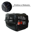 Caixa De Transporte Alça Coelho Cachorro Gato Preta/porta N2