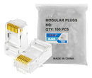 Kit 100 Conector Rj45 Utp Lan Cat5e Banho De Ouro Cabo De Rede - Link+
