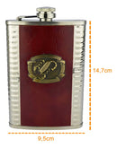 Cantil Porta Bebida De Bolso 255ml Inox Revestido Em Couro Cor Preto - Cantil revestido em couro ecológico