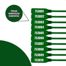 100 Lacre para malote numerado 23 cm verde segurança viagem Rigoran