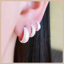 Trio Argolinha Gota Detalhes Prata Delicada Feminina Banhada