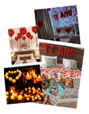 300 Pétalas + 12 Velas + 10 Balão Coração 45cm+ Balão Te Amo