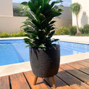 Vaso para plantas de chão com tripé 30 cm Preto