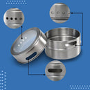 Porta Tempero E Condimento Magnético 6 Potes Inox Dolce Home Cor Prateado