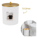 Lixeira Multiuso 5 Litros Branca Com Tampa Dourado Arthi