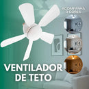 Ventilador de teto silencioso com 6 aspas, 3 velocidades, lâmpada LED, branco, 40W, Kaprot