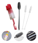 Kit Escovas Multiuso 4 em 1 para Limpeza Profunda | Ideal para Garrafas, Copos, Mamadeiras, Bicos e Canudos | Silicone + Nylon