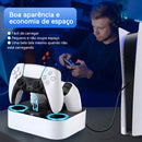 Gllai Y02 USB Base de carregamento com controlador de sensor duplo branco para PS5, compatível com PS5, PS5 PRO e PS5 Slim, desliga automaticamente após a conclusão do carregamento.