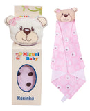 Naninha Para Bebe Bichinhos Com Porta Chupeta Ursa Rosa