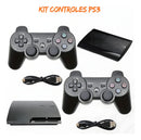2 Controles Joystick Sem Fio Para P 3 + Cabo Usb - Redd Cor Preto