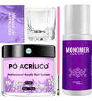 Kit Alongamento Unha Copo Dappen Monomer Pincel Pó Acrílico