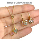 Kit Brinco Colar Corrente Argola Pequenos Antialérgico Luxo