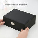 Porta Joias Grande Caixa Colar Bijuteria Portatil Viagem Cor Preto