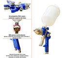 Pistola De Pintura Profissional Automotiva Alta Pressão Hvlp Cor Azul