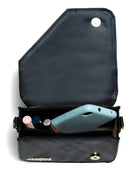 Kit Bolsa Feminina Transversal Ombro + Bolsa Pequena Lateral Cor Preta