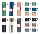 Kit Garrafa Térmica Vacuum Flask Set 500ml Com 3 Xícaras Cor Preto