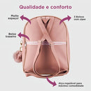 Mochila Feminina Universitária Couro Média Escolar Barata Cor Rosa Desenho Do Tecido Coração