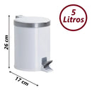 Lixeira Banheiro Pedal 5 Litros Plástico Cesto Escritório Cor Branco