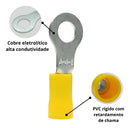 Terminal Olhal Pré Isolado Amarelo 4 À 6mm M4 - 100 Peças