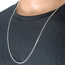 Cordão Corrente Prata 925 Grumet 70cm Escamada Fina 2mm Luxo Cor Prata 925 Legítima