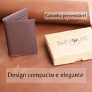 Carteira Masculina Porta Cartões Duo Slim Couro Legítimo Cor Marrom