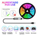Fita Led Rgb 5050 16 Milhões De Cores Controle Via Bluetooth E App, Controle Infravermelho Ip65 5 Metros Dc5v