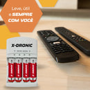 Carregador De Pilhas E Bateria Com 4 Pilhas AA Recarregaveis Universal Bivolt Marca X-Dronic