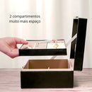 Porta Joias Grande Caixa Colar Bijuteria Portatil Viagem Cor Preto