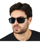 Óculos Masculino Steampunk Com Proteção Na Lateral Preto fosco