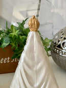 Nossa Senhora Aparecida 15cm Branca Perolado Dourado Gesso Branco Perolado E Dourado