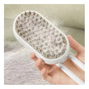 Escova de vapor massageadora macia para cães e gatos 3 em 1 com alça bege