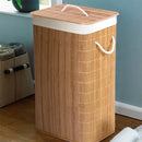 Cesto Bambu Jolitex retangular com tampa bege