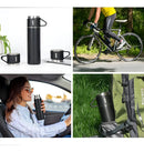 Kit Garrafa Térmica Vacuum Flask Set 500ml Com 3 Xícaras Cor Preto