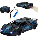 Carrinho Recarregável De Controle Remoto Solta Fumaça Cor Preto E Azul