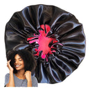 Toca Touca Cetim Extra Grande Dupla Face Ajustável  Pink/Preta