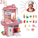 Kit Mini Cozinha de Brinquedo Fogão Geladeira Forno solta Água e som cor Rosa Atentu