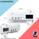 Suporte Porta Escova Dentes Dipenser Pasta Esterelizador Uv Cor Branco Yumi
