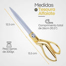 Tesoura De Costura Profissional Alfaiate 26cm Dourada Ideal Para Tecidos, Artesanato, Patchwork, Corte Preciso E Durável, Indicada Para Alfaiataria, Ateliês E Trabalhos De Costura Em Gera