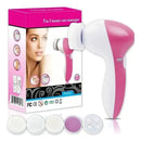 Escova Massageador Esponja Elétrica Facial Limpeza 5 Funções Cor Rosa e Branco