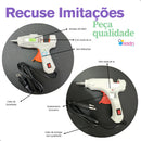 Pistola Aplicador Cola Quente 20w - Com 10 Bastões 30cm - Artesanato Bico Fino Para Bastão 7mm Botão Liga Desliga Modelo Sd-a601 Cor Branco Niadri Imports