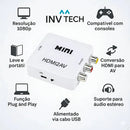 Adaptador Converte Entrada Hdmi Em Saida Av Rca Tv De Tubo Converter Qualquer Sinal Hdmi Vídeo Rca 2av