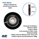 Kit 3 Roldanas Com Rolamento 90mm Para Aparelhos Academia