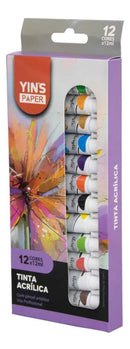 Tinta Acrilica 12 Cores Bisnaga de 12ml